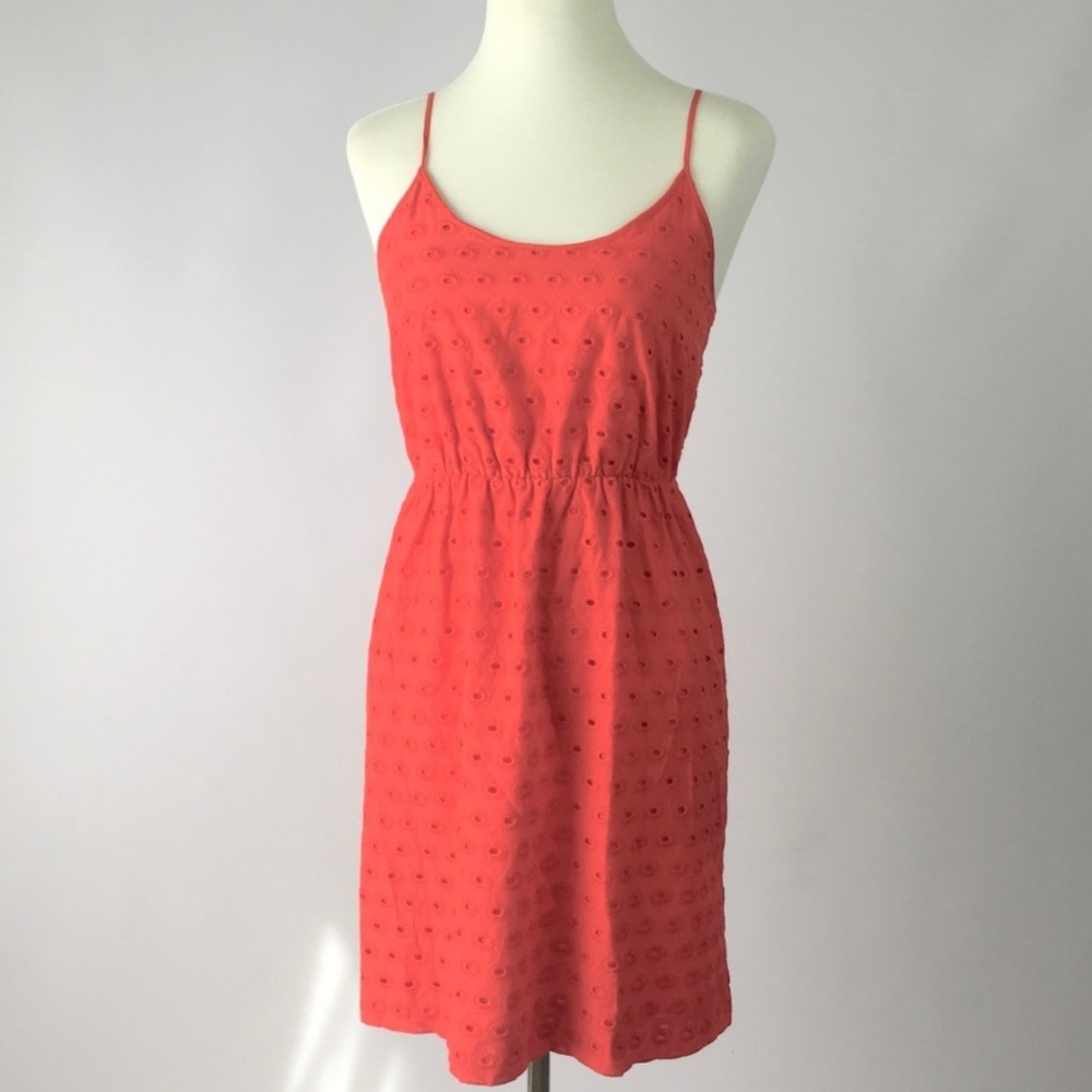 Madewell Coral Eyelet Sleeveless Mini Dress Size 4